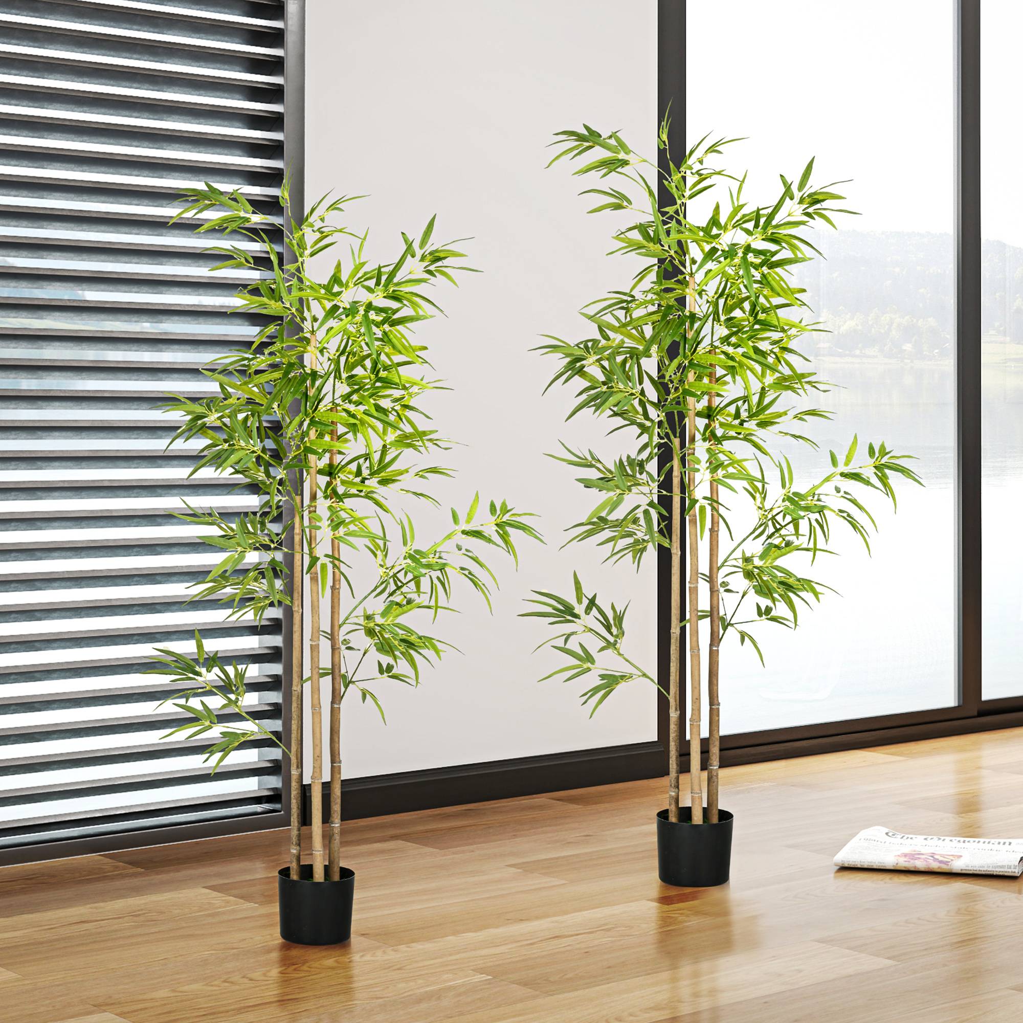 Plante artificielle Bambou arbre artificiel hauteur 180 cm avec pot, décoration interieur, très réaliste - Image 3