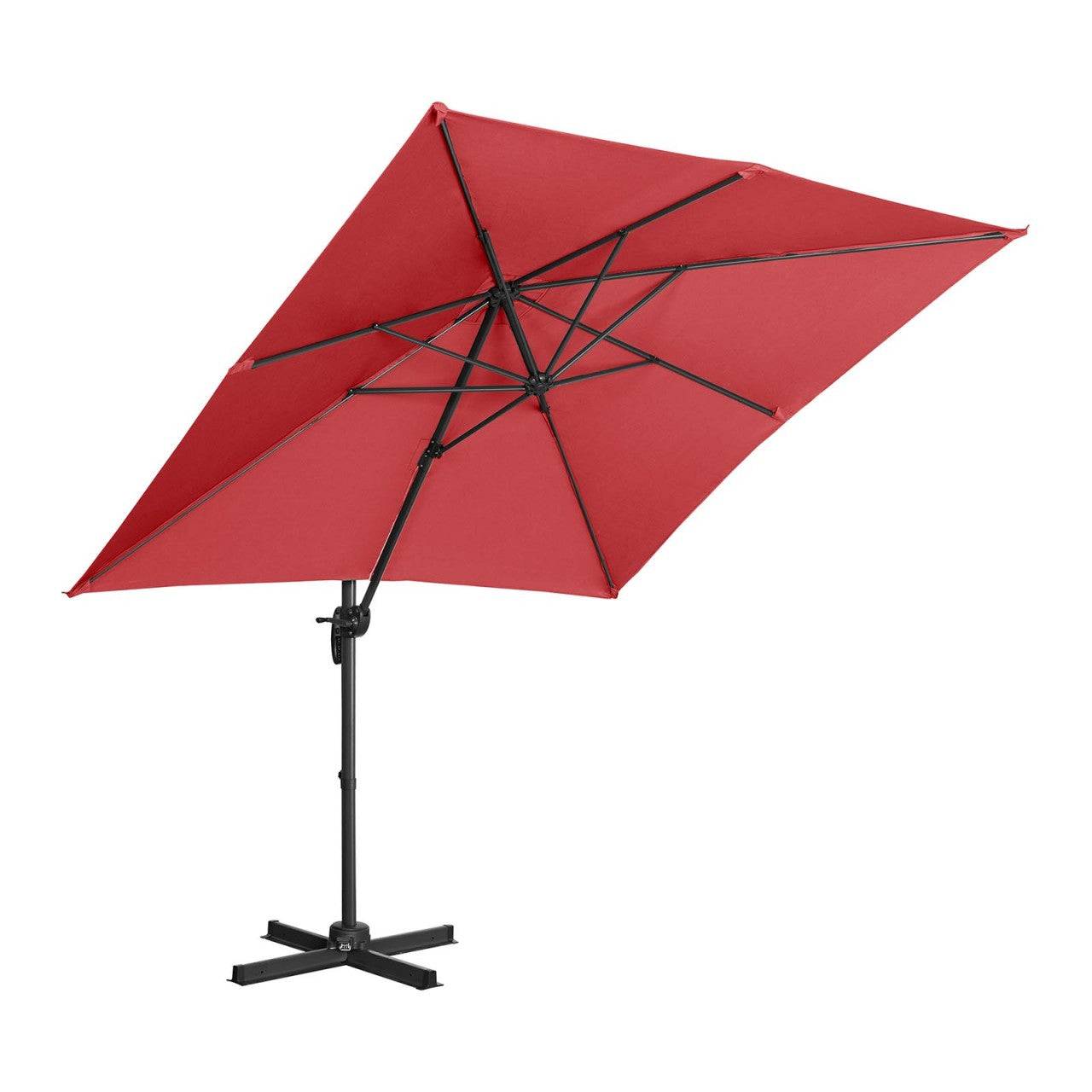 Helloshop26 - Parasol de jardin meuble abri terrasse carré 250 x 250 cm pivotant bordeaux - Image 1