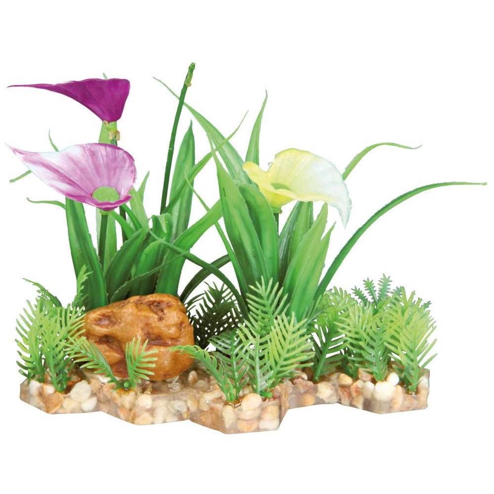 Trixie - Trixie - Plante plastique sur lit de gravier et résine 13cm décoration poisson - Image 1