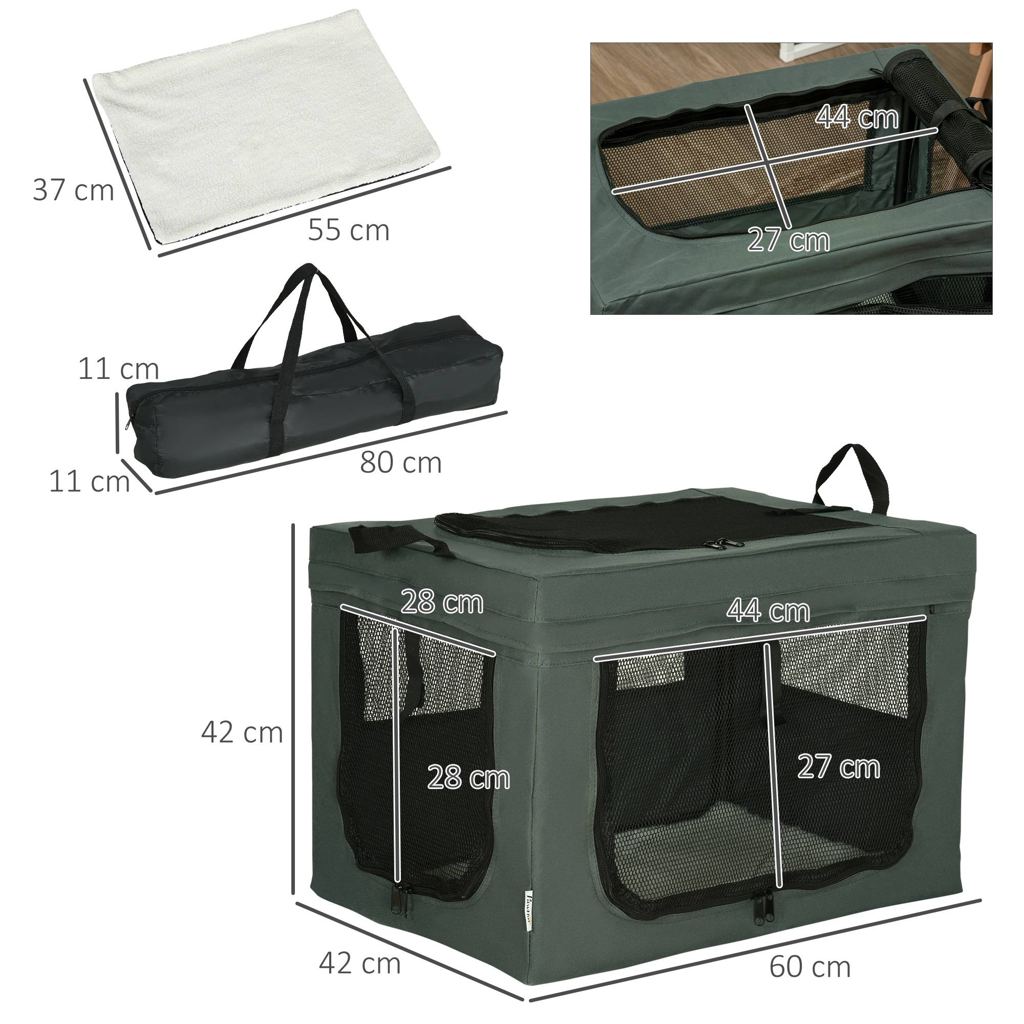Sac Transport Animal Oxford Voyages Confortables Pliable Respirant 60x42x42cm Gris Noir - ComfortXL Outdoor Living - Image 5