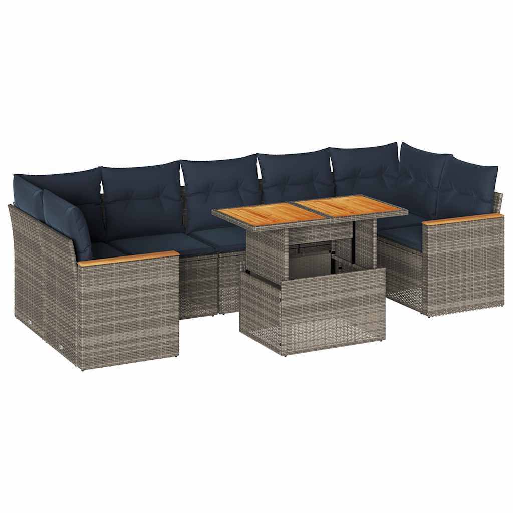Salon de jardin modulable 8 pcs résine tressée avec table ajustable et rangement Gris – ComfortXL Outdoor Living - Image 2