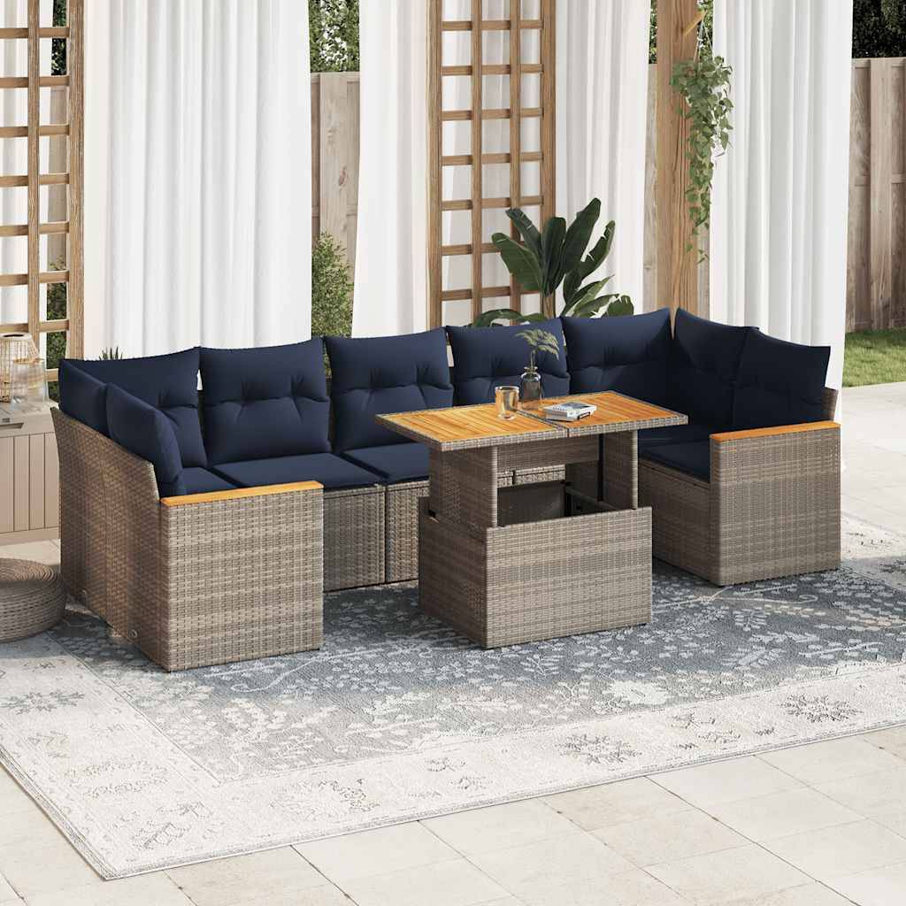 Salon de jardin modulable 8 pcs résine tressée avec table ajustable et rangement Gris – ComfortXL Outdoor Living - Image 1
