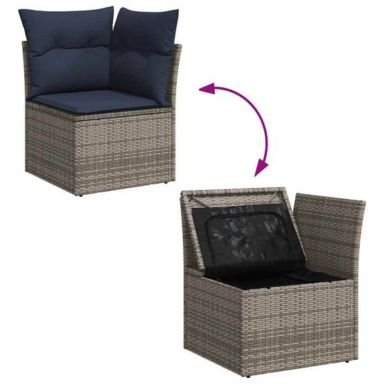 Salon de jardin modulable 8 pcs résine tressée avec table ajustable et rangement Gris – ComfortXL Outdoor Living - Image 8