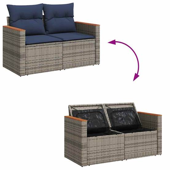 Salon de jardin modulable 8 pcs résine tressée avec table ajustable et rangement Gris – ComfortXL Outdoor Living - Image 9