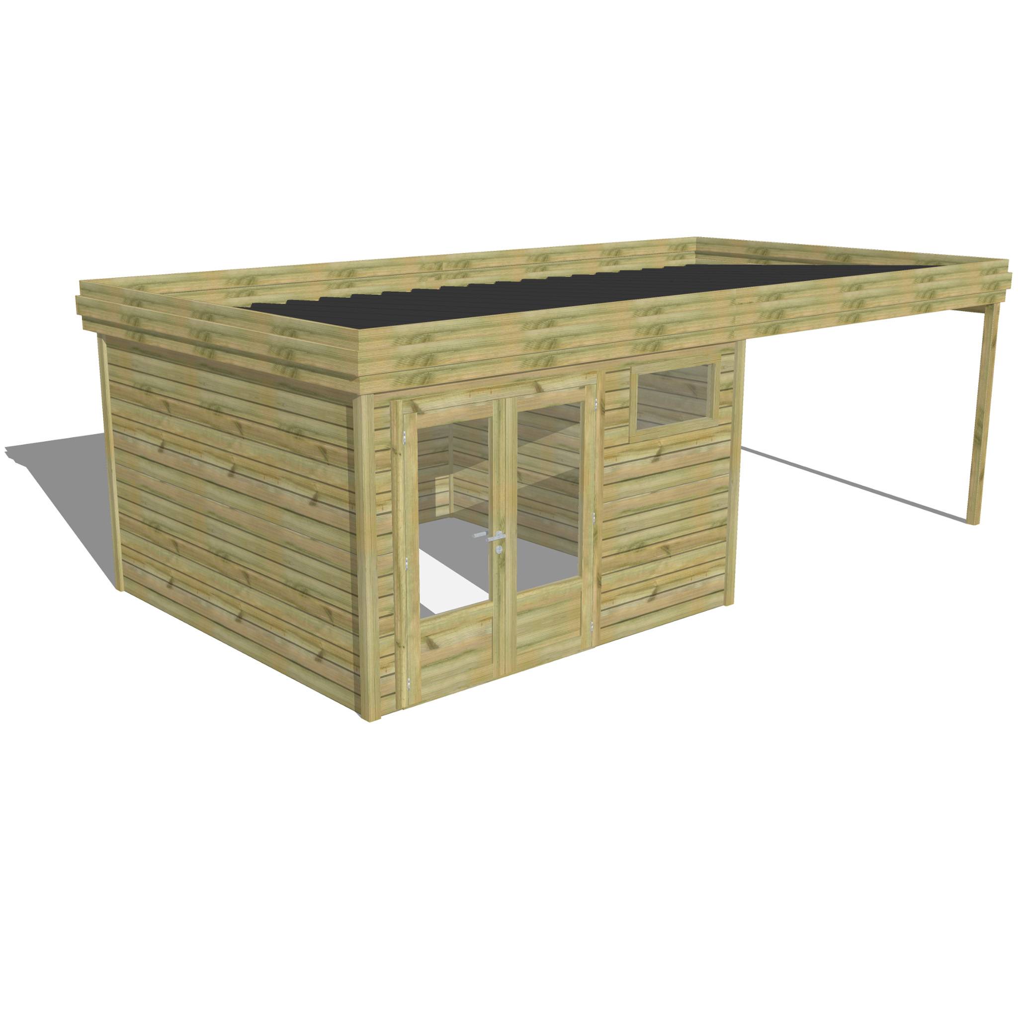 ABRI DE JARDIN bois autoclave 27mm - 6,94x3,44m / 24m2 - Bac acier - Abri Français - Image 1