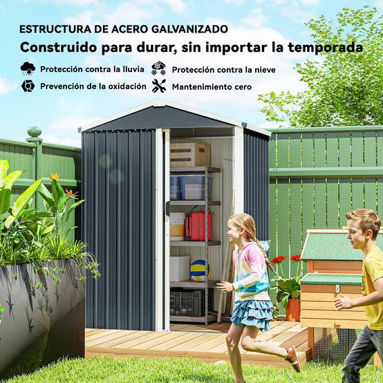 Remise de jardin extérieure 1,1 m² 136x87x176 cm porte coulissante toit incliné gants gris foncé - Image 6