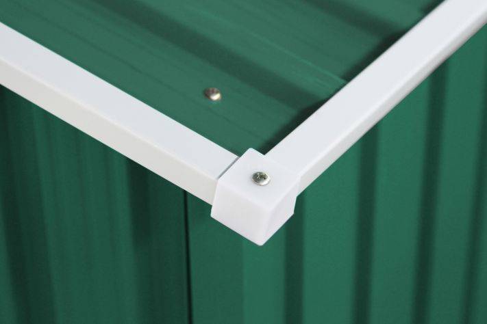 Helloshop26 - Abri de jardin en métal cabane de rangement à outils porte double coulissantes 213 x 127 x 185 cm vert et blanc - Image 3