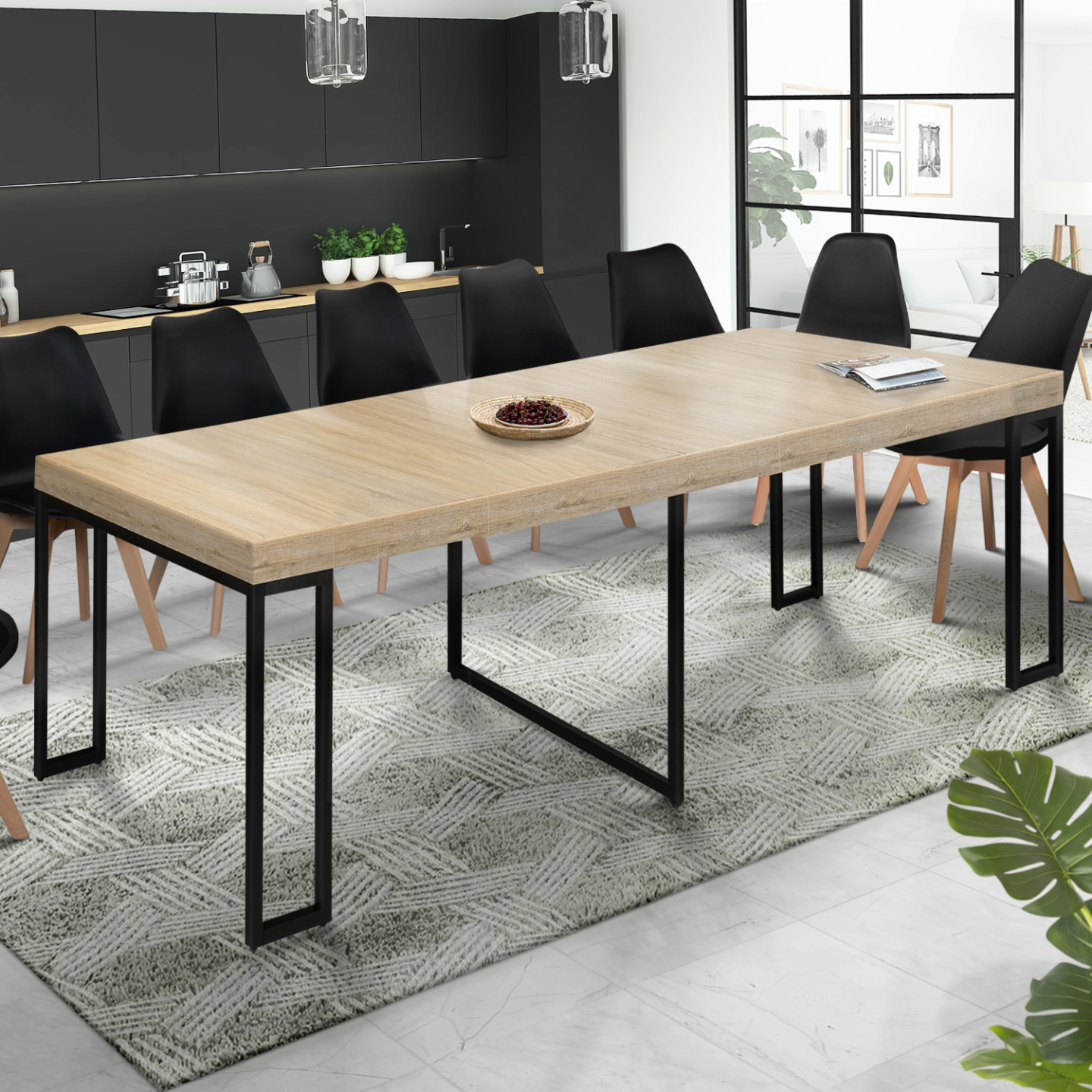 Table console extensible TORONTO 14 personnes 300 cm design industriel - Image 1