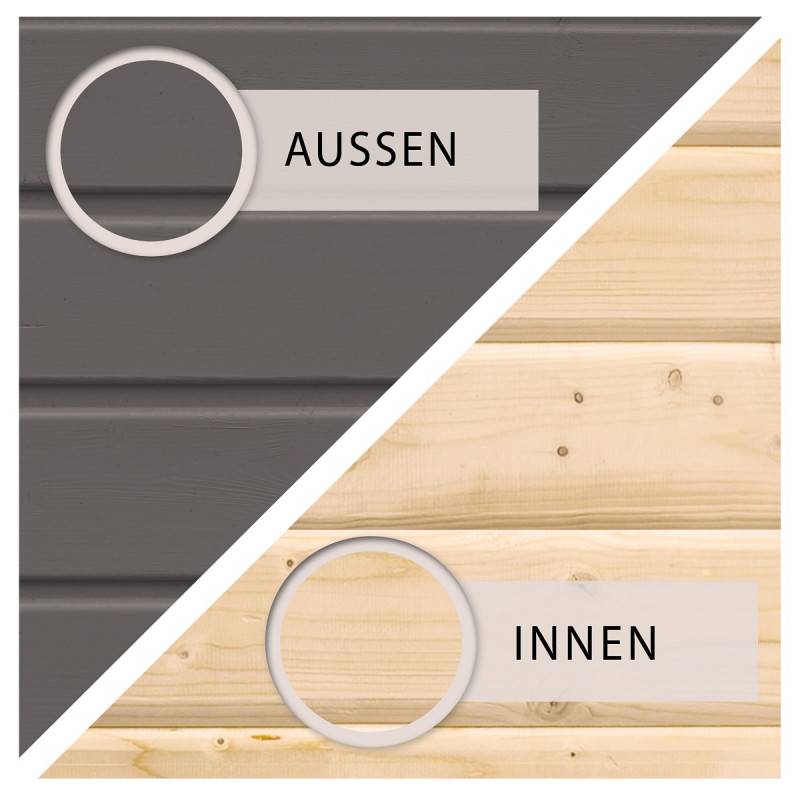 Abri de jardin bois massif 7,5m² Stockach 5 Karibu épicéa nordique gris terre toit plat - Image 4