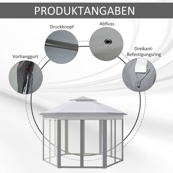 Tonnelle pliante métal pour jardin avec moustiquaire et toit ventilé 4x4 m Gris - ComfortXL Outdoor Living - Image 9