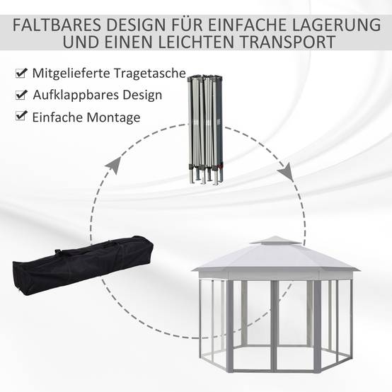 Tonnelle pliante métal pour jardin avec moustiquaire et toit ventilé 4x4 m Gris - ComfortXL Outdoor Living - Image 7
