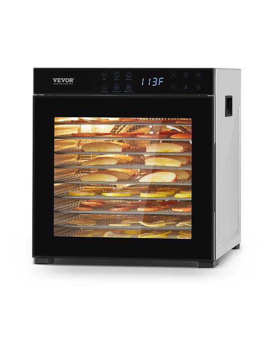 VEVOR Déshydrateur alimentaire 10 plateaux inox 1000W, température/minuterie réglables, pour viande, fruits, légumes. - Image 1