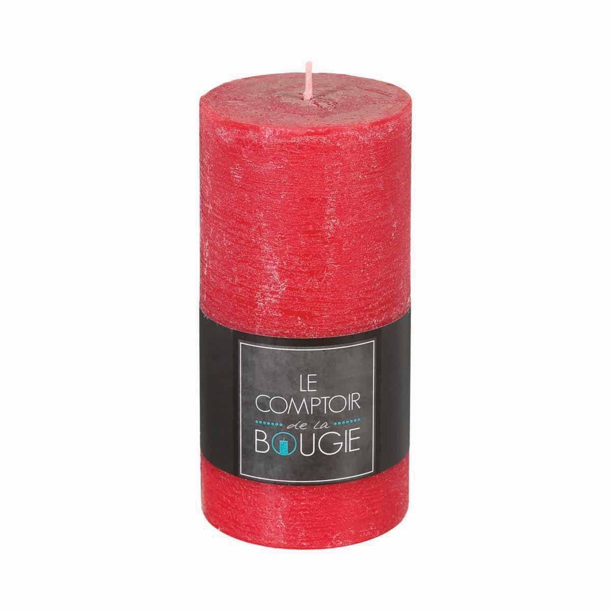 Bougie Cylindrique "Rustic" 14cm Rouge - Image 2