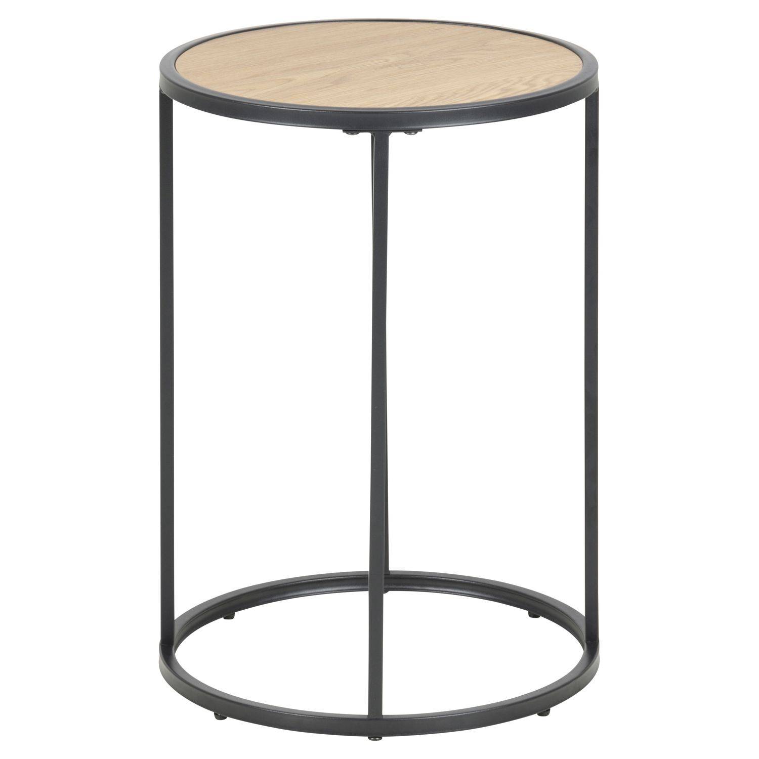 Sans Marque - Table d'appoint ou bout de canapé rond en MDF et métal diam.40cm - Beige et Noir - Toilinux - Image 3