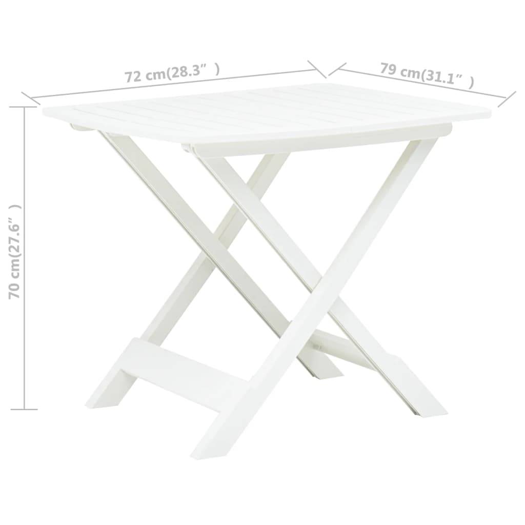 Table pliable de jardin plastique blanc 79 x 72 x 70 cm - PANGIVO - Image 6