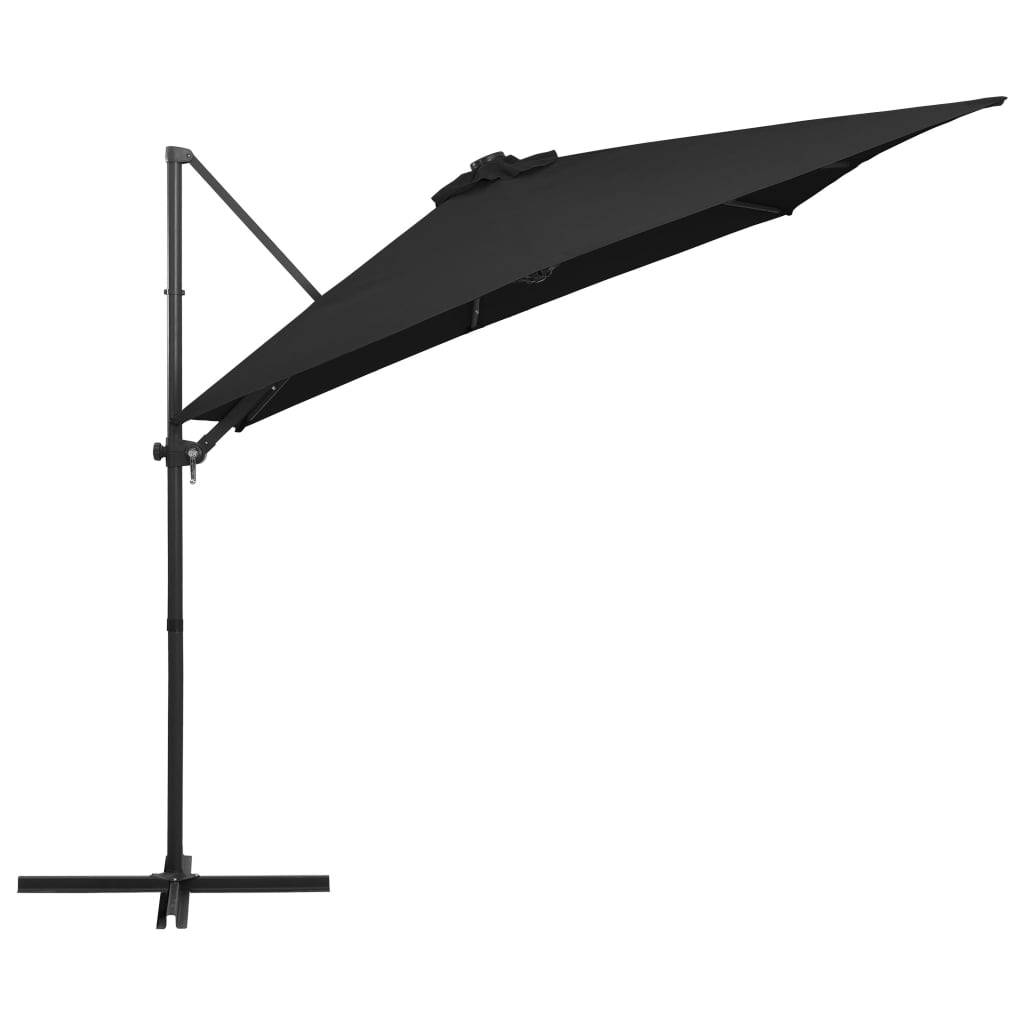 Helloshop26 - Parasol déporté avec led et mât en acier 250 x 250 cm noir - Image 4