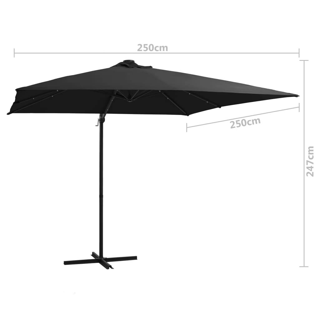 Helloshop26 - Parasol déporté avec led et mât en acier 250 x 250 cm noir - Image 8