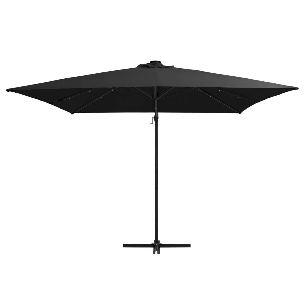Helloshop26 - Parasol déporté avec led et mât en acier 250 x 250 cm noir - Image 2