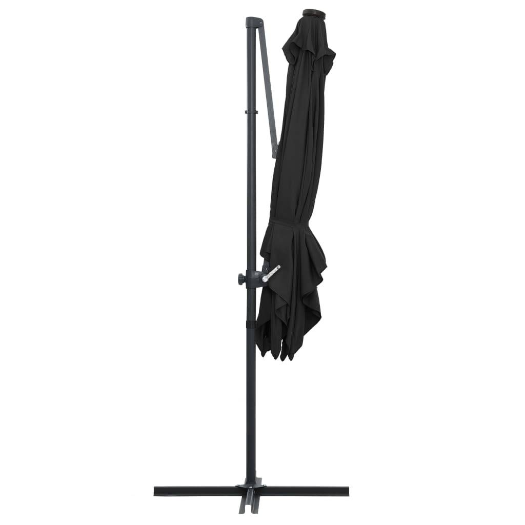 Helloshop26 - Parasol déporté avec led et mât en acier 250 x 250 cm noir - Image 5