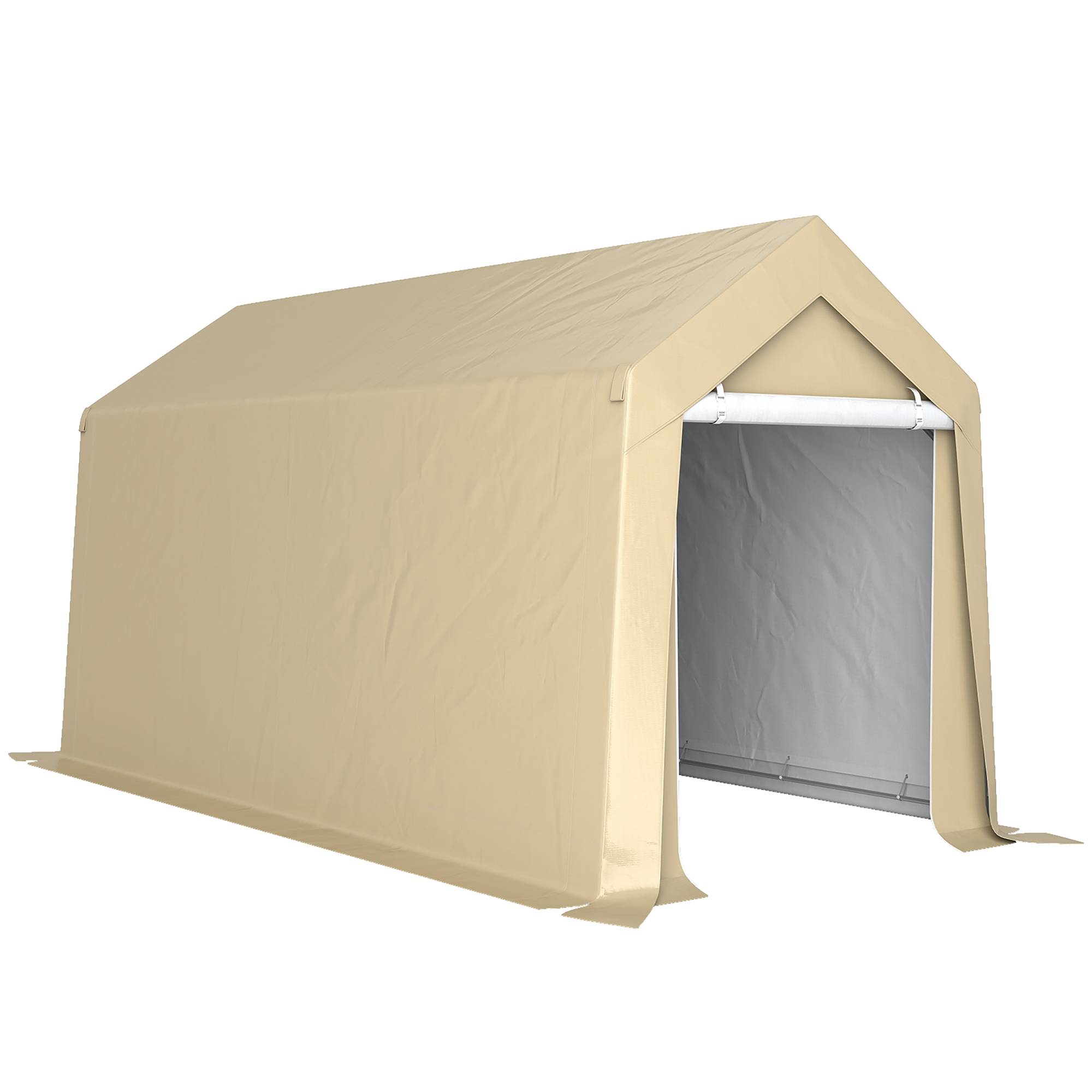Tente garage carport dim. 6l x 3,6l x 2,75h m acier galvanisé robuste pe haute densité 150 gm² imperméable anti-uv blanc gris