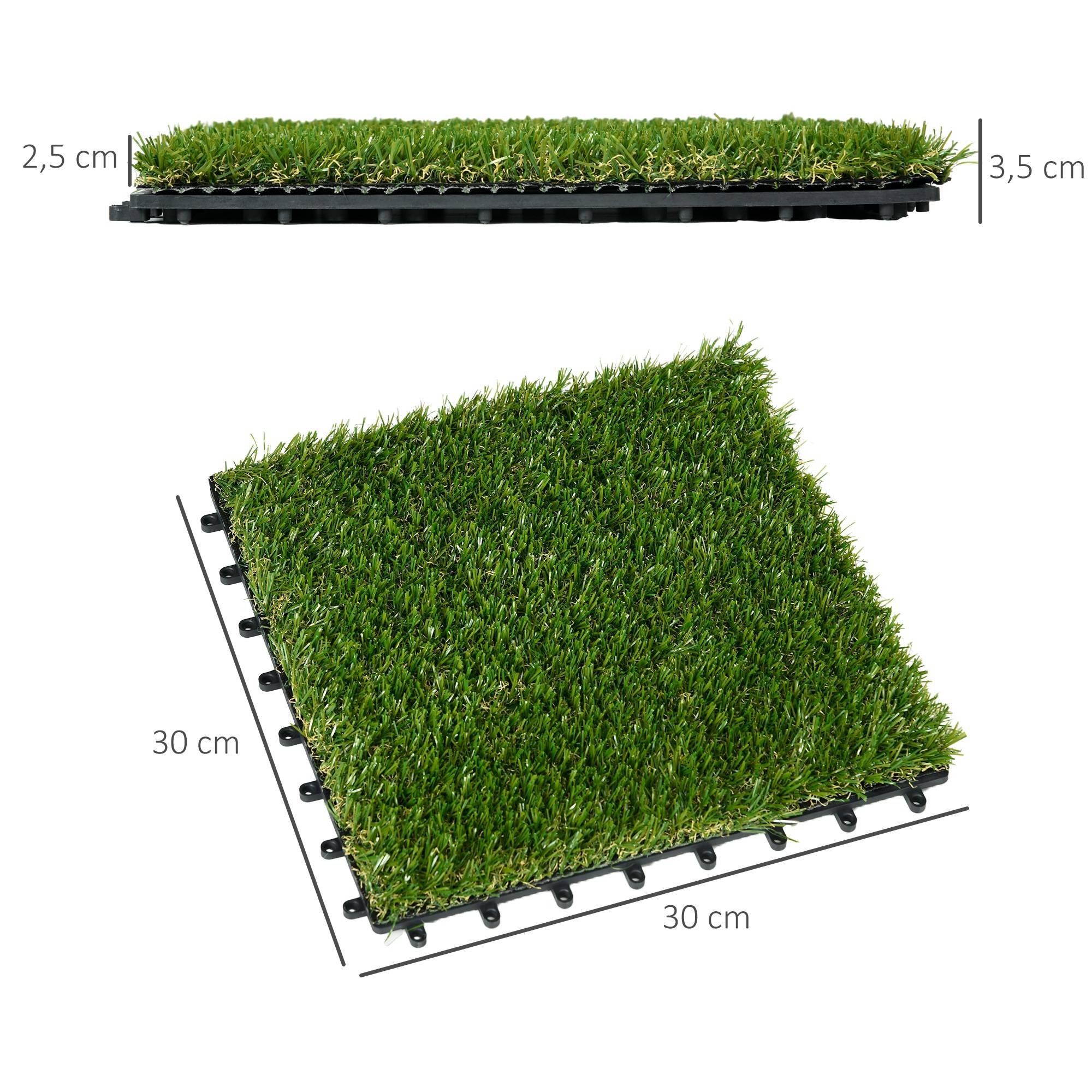 ComfortXL - Dalles de gazon synthétique plastique 30 x 30 cm vert balcon terrasse drainage - ComfortXL Outdoor Living - Image 4