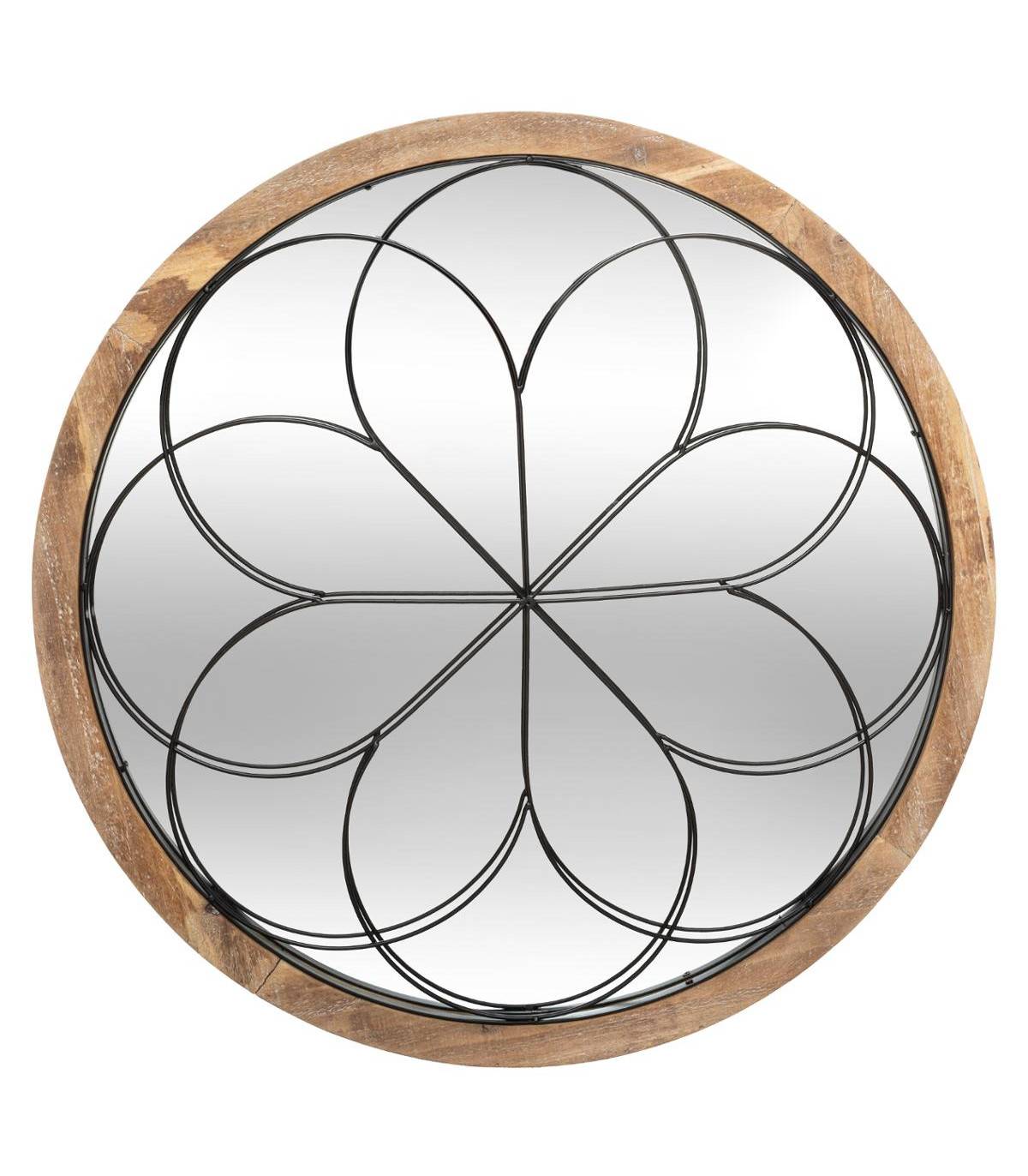 Miroir mural Rosace en Métal et Bois D 64 cm - Image 1