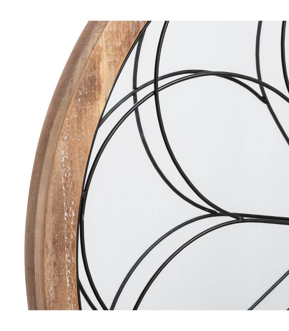Miroir mural Rosace en Métal et Bois D 64 cm - Image 2