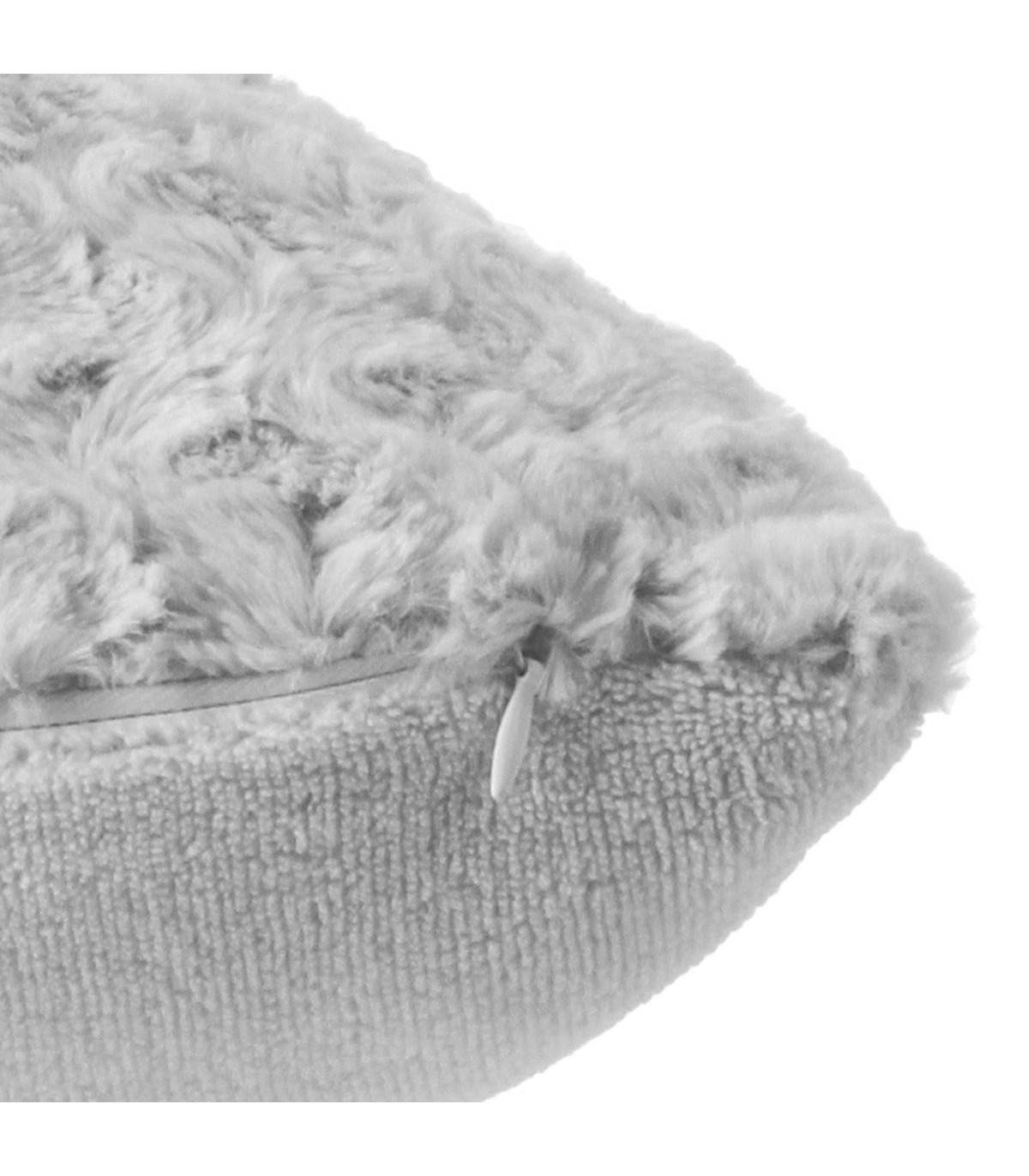 Coussin déhoussable en Fourrure Bouclée Gris clair  45 x 45 cm - Image 5