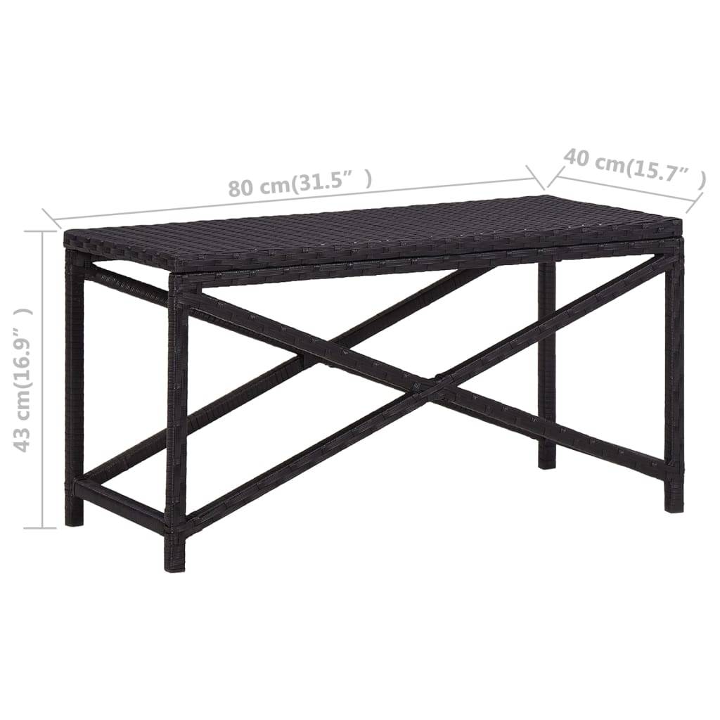 Helloshop26 - Banc de jardin meuble de patio d'extérieur terrasse 80 x 40 x 43 cm résine tressée noir - Image 5