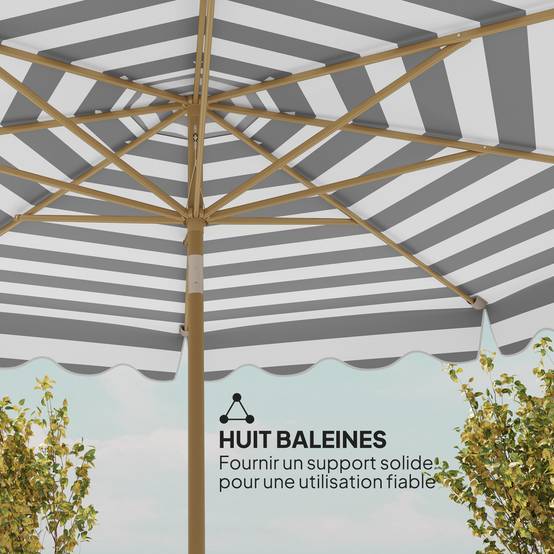 Parasol inclinable octogonal en polyester et métal gris clair 247 x 247 x 268 cm - PANGIVO - Image 10