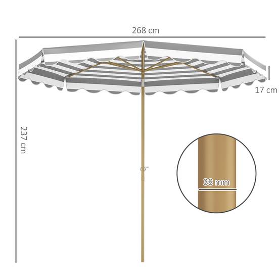 Parasol inclinable octogonal en polyester et métal gris clair 247 x 247 x 268 cm - PANGIVO - Image 5