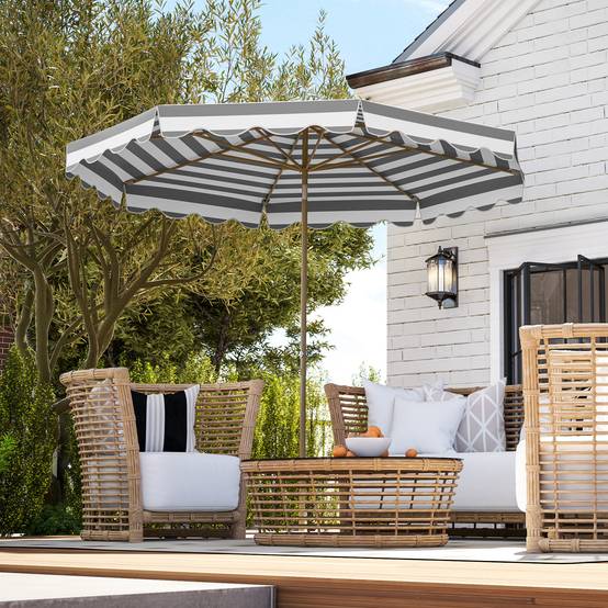 Parasol inclinable octogonal en polyester et métal gris clair 247 x 247 x 268 cm - PANGIVO - Image 4