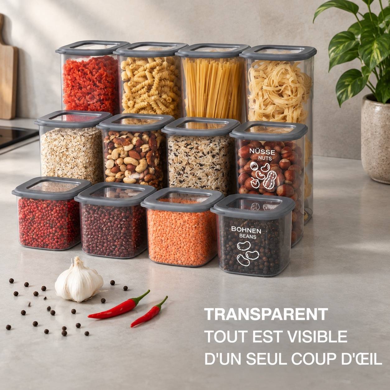 Boîtes de Rangement Alimentaire Empilables avec Couvercle Hermétique Étanche - Image 6