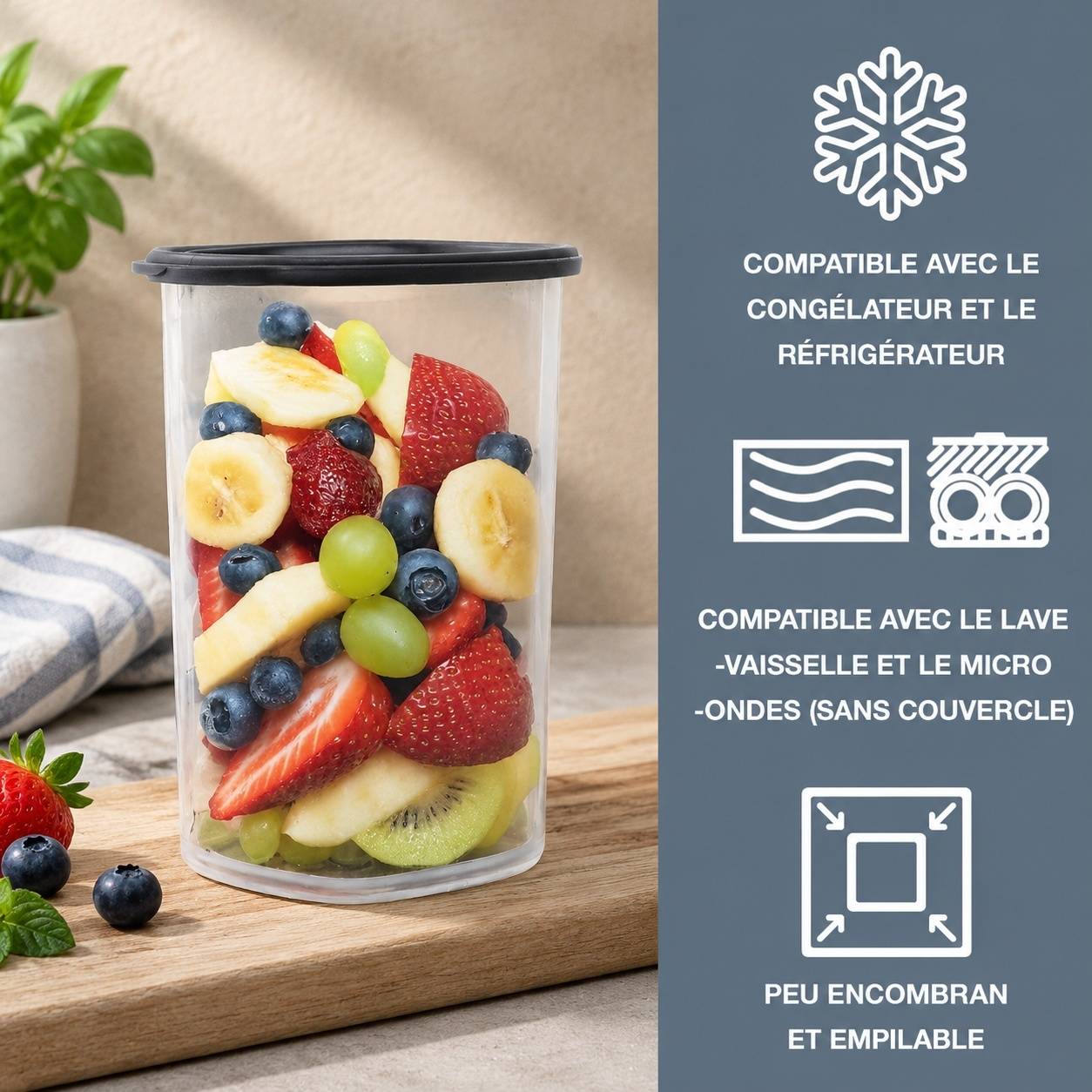 Boîtes de Rangement Alimentaire Empilables avec Couvercle Hermétique Étanche - Image 3