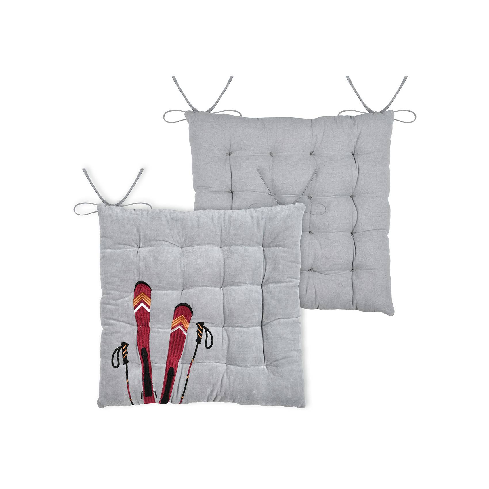 Lovely Casa - Galette de chaise ski en coton - LOVELY CASA - Coton - Gris - Image 1