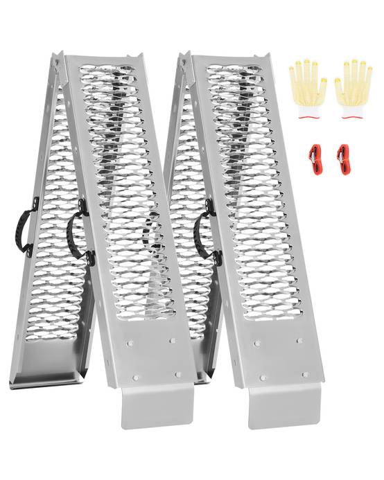 VEVOR Rampes d'accès alu pliables (2pcs) 453kg, surface large, pour VTT/UTV/moto/vélo électrique. - Image 1