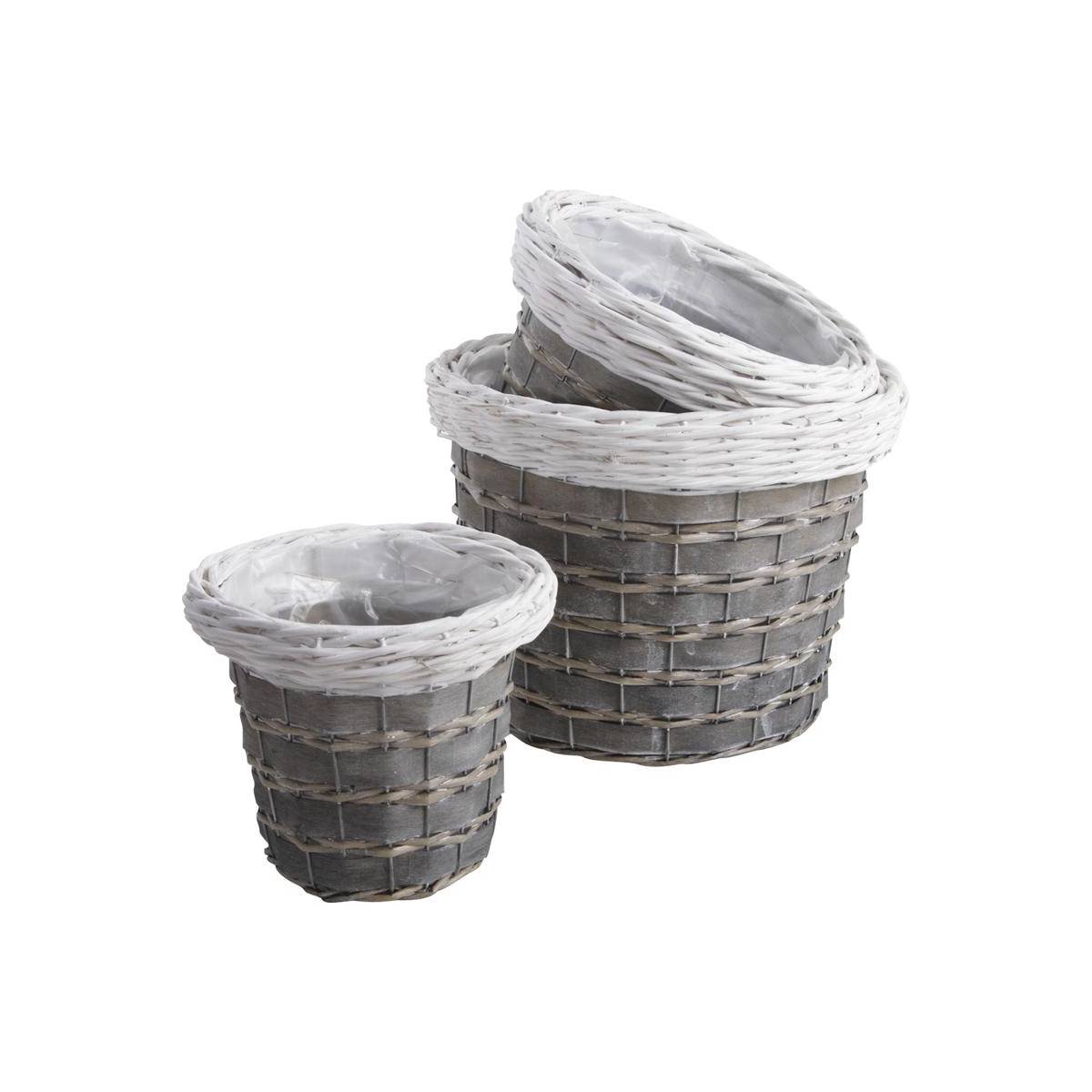 Aubry Gaspard - Cache-pots en osier gris et blanc (lot de 3) - Image 1