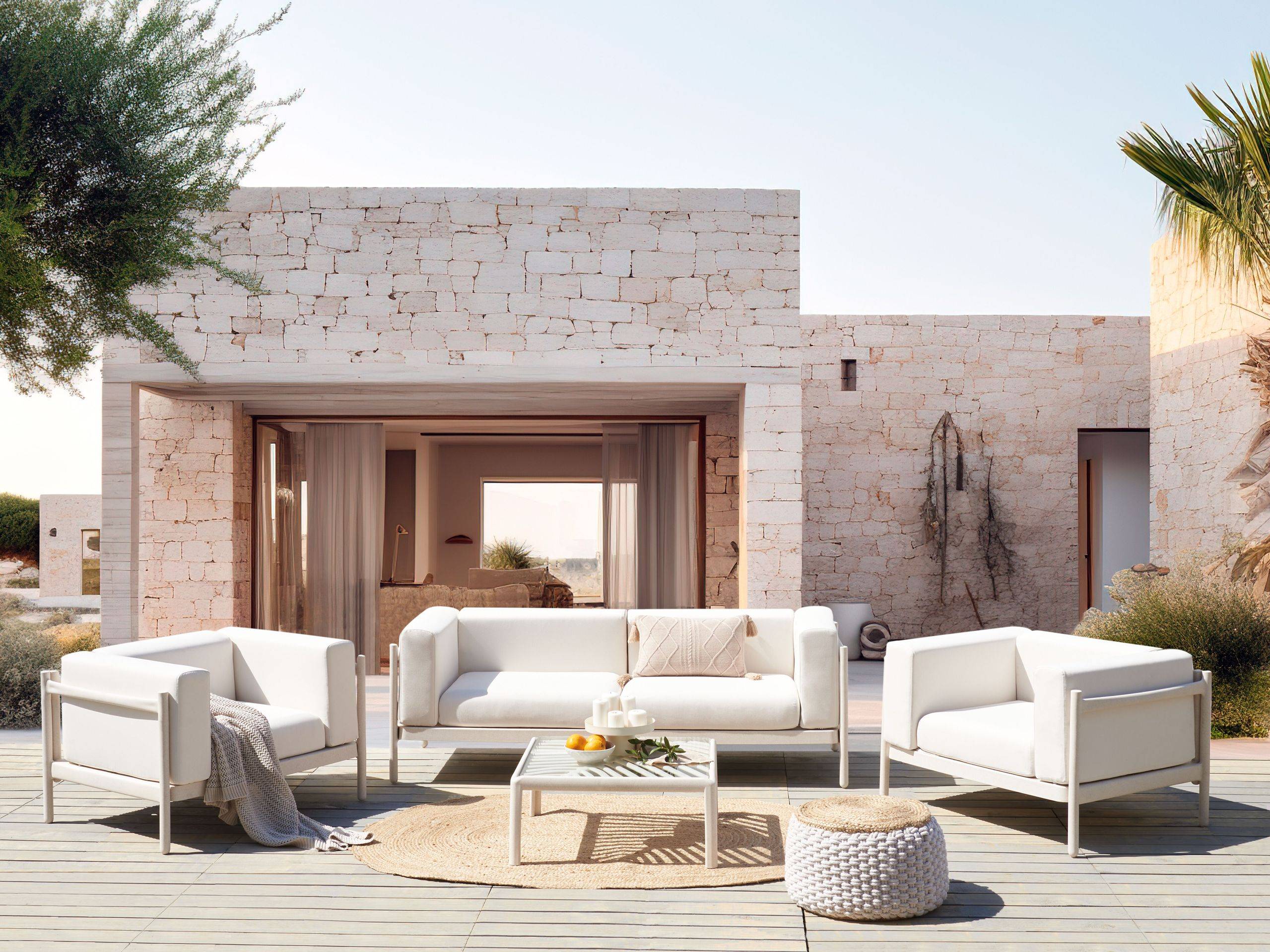 Beliani - Set de jardin, 4 Personnes Matière synthétique Beige clair FERRETTI - Beliani - Image 1