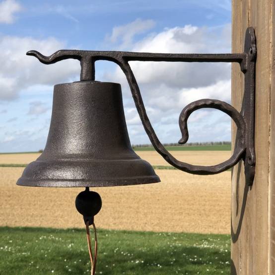 Cloche de jardin de porte ancienne murale fonte marron 33 x 20 x 20 cm Chemin de campagne - Image 4