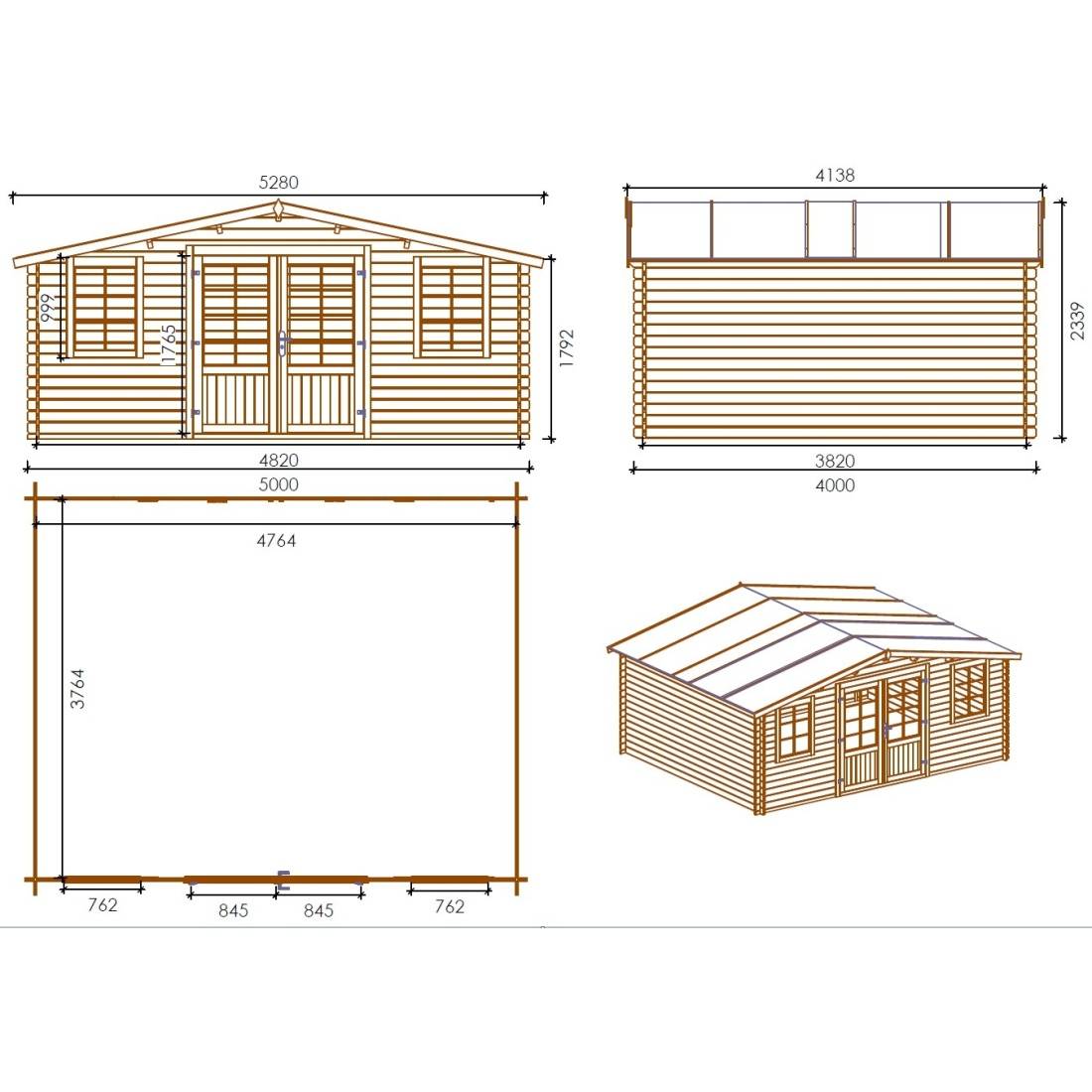 Altanka - Abri de jardin bois marron 20 m² ep. 28 mm - Altanka - Image 3