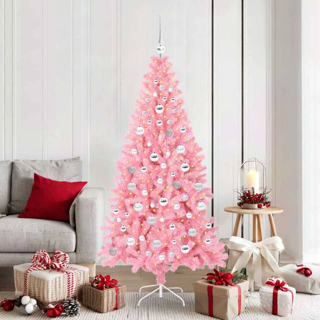 ComfortXL - Sapin de Noël PVC Rose 180 cm, Kit Déco Tout Compris : LED, 120 Boules et Cimier – ComfortXL Outdoor Living - Image 1