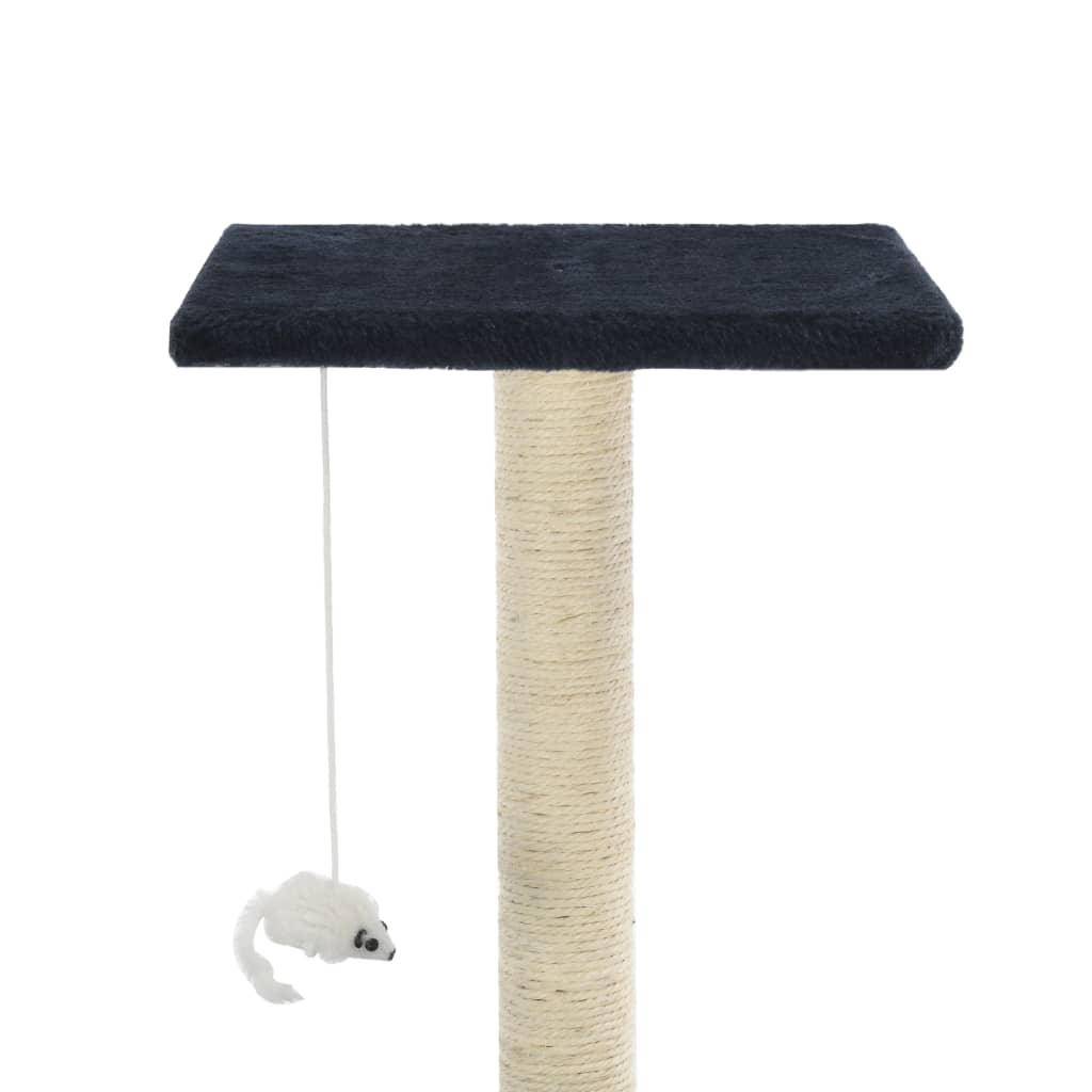 Helloshop26 - Arbre à chat griffoir grattoir niche jouet animaux peluché en sisal 95 cm bleu foncé - Image 5