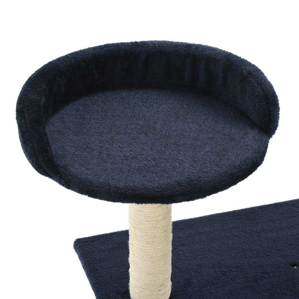 Helloshop26 - Arbre à chat griffoir grattoir niche jouet animaux peluché en sisal 95 cm bleu foncé - Image 4