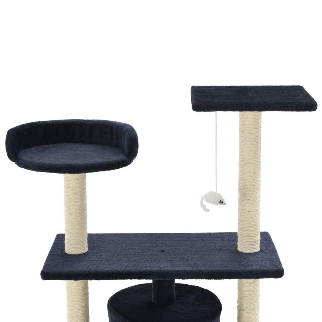 Helloshop26 - Arbre à chat griffoir grattoir niche jouet animaux peluché en sisal 95 cm bleu foncé - Image 3