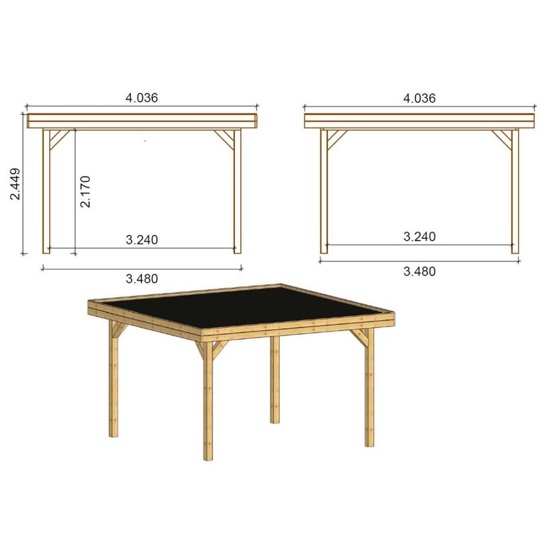 Altanka - Pergola de jardin 4.04x4.04m avec panneaux - traité - ALT135 - ALTANKA - Image 3