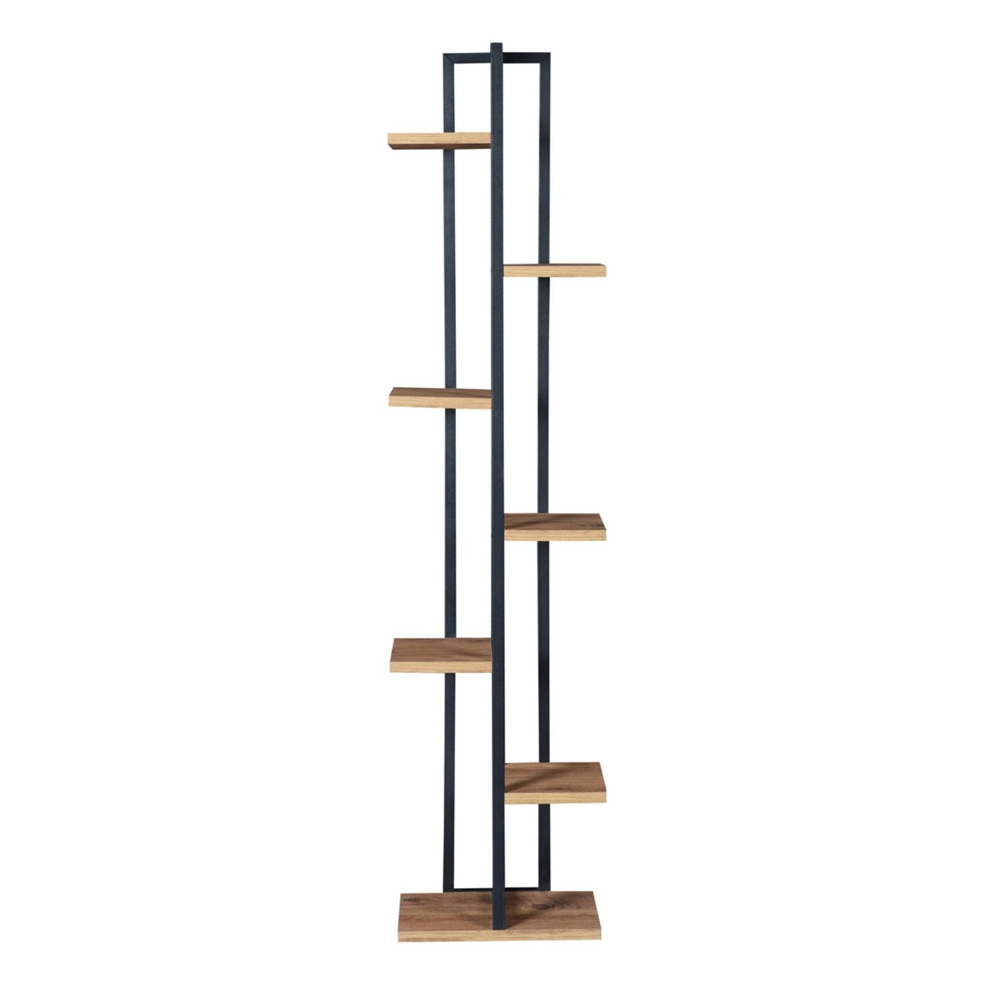 Support de plantes à 6 niveaux 150 x 34 x 21 cm effet noyer / noir - Image 3