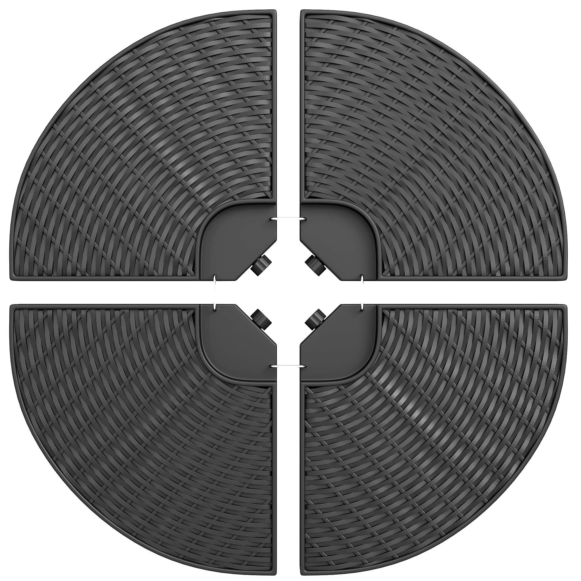 Base de parasol déporté en 4 pièces en HDPE remplissables avec eau et sable, Ø100x8 cm, noir - Image 2