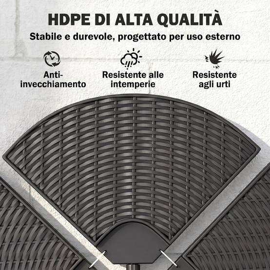 Base de parasol déporté en 4 pièces en HDPE remplissables avec eau et sable, Ø100x8 cm, noir - Image 7