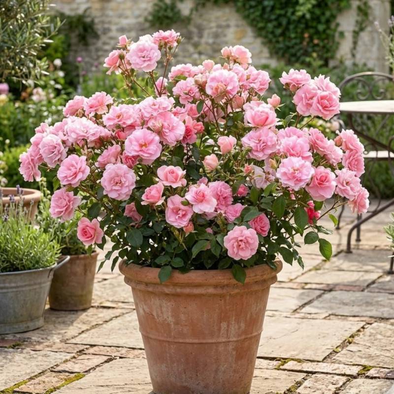 Rosier à grandes fleurs Ville de Saumur® à fleurs Rose - feuillage Caduc - Pot de 3L - 20/40 cm-  hauteur à maturité De 0,50 m à 1,00 m - Image 3