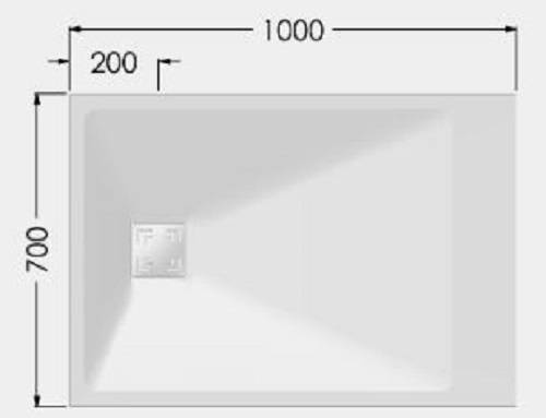 Receveur ONYX blanc 1000x700mm  avec bonde -  AKW - 12822WH-CH - Image 3